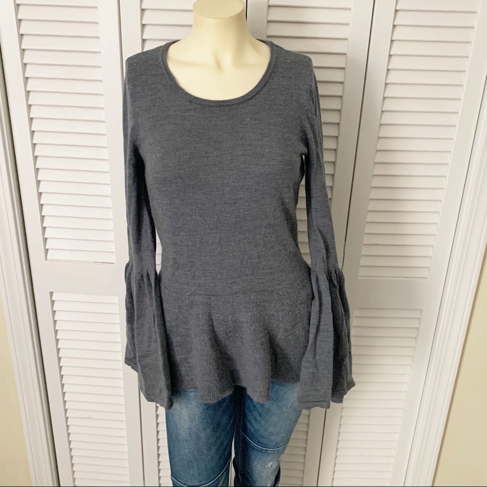 Nanette Lepore Peplum Bell Sleeve Merino Sweater L - Picture 8 of 11